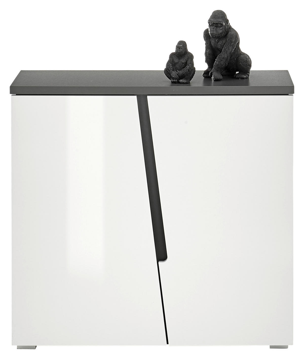 Kommode Boston weiß Hochglanz anthrazit B/H/T: ca. 88x83x38 cm Boston - weiß/anthrazit (88,00/83,00/38,00cm)