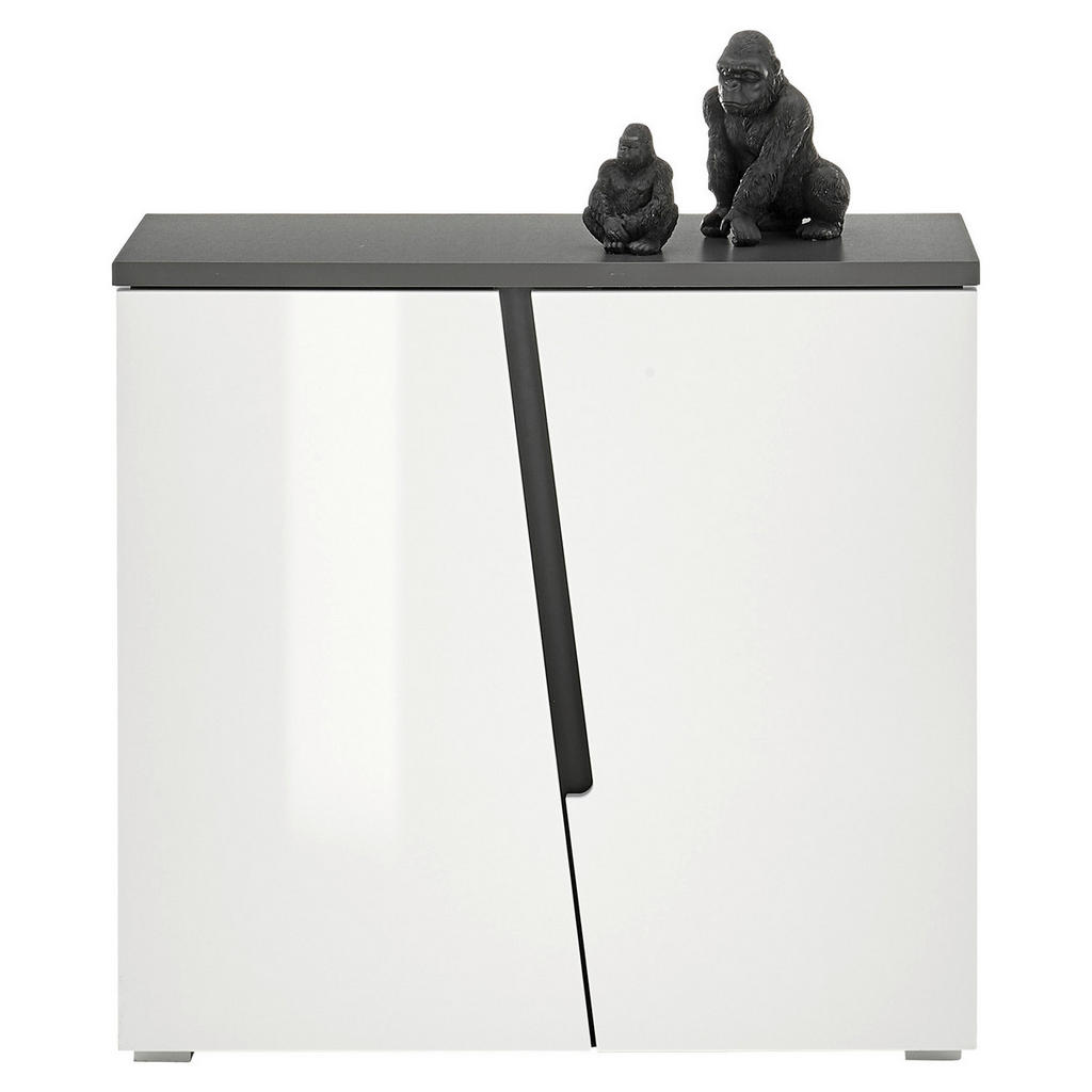 Thumbnail - Kommode Boston weiß Hochglanz anthrazit B/H/T: ca. 88x83x38 cm