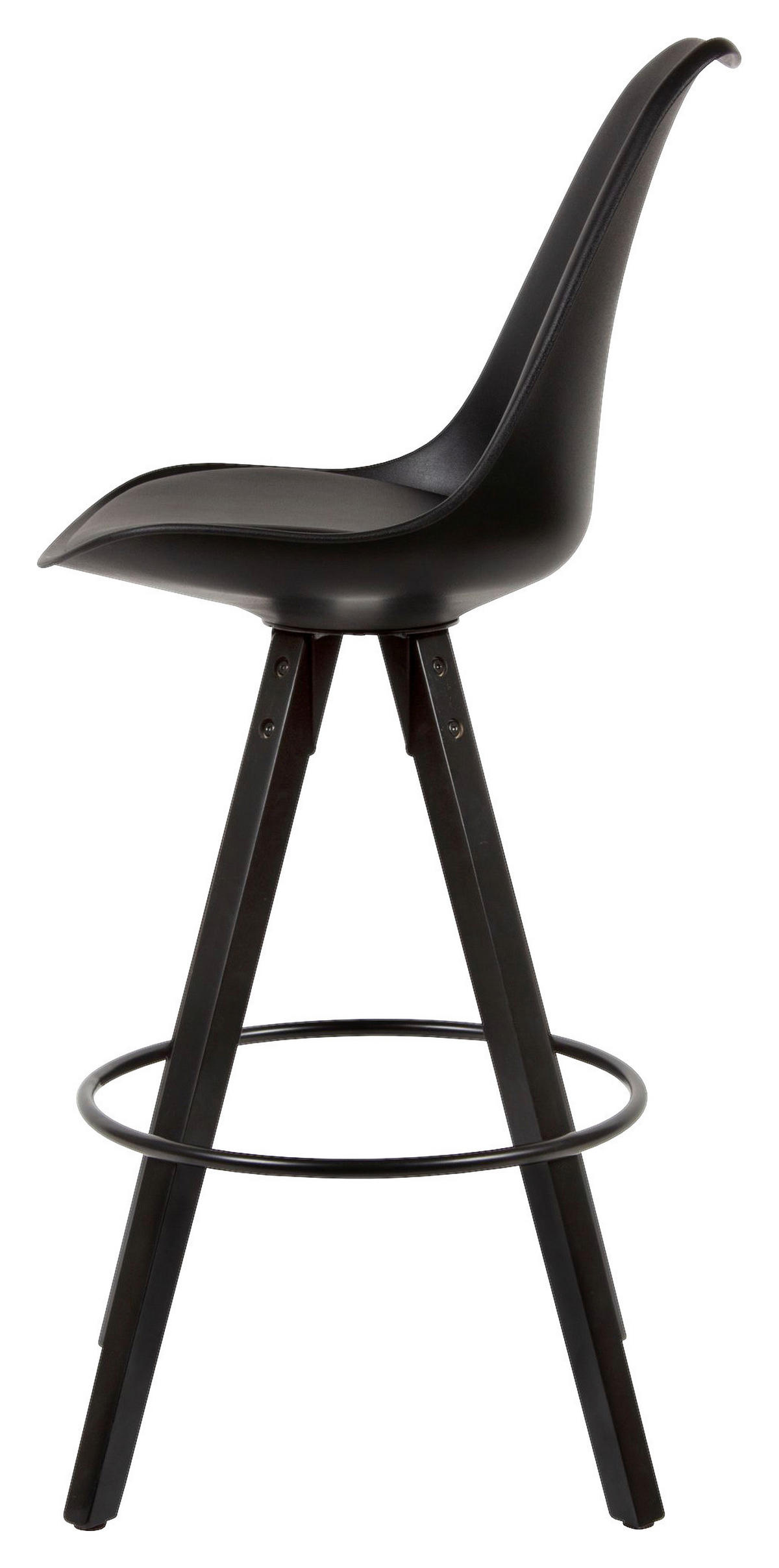 Barhocker 2er-Set schwarz Kunstleder Echtholz B/H/T: ca. 44x113x39 cm 2er-Set - schwarz (44,00/113,00/39,00cm) - Wohnling