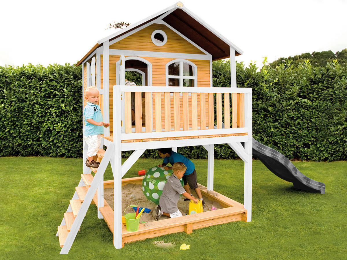 AXI Spielhaus Marc braun B/H/L: ca. 432x293x212 cm Marc - braun/weiß (212,00/432,00/293,00cm) - AXI