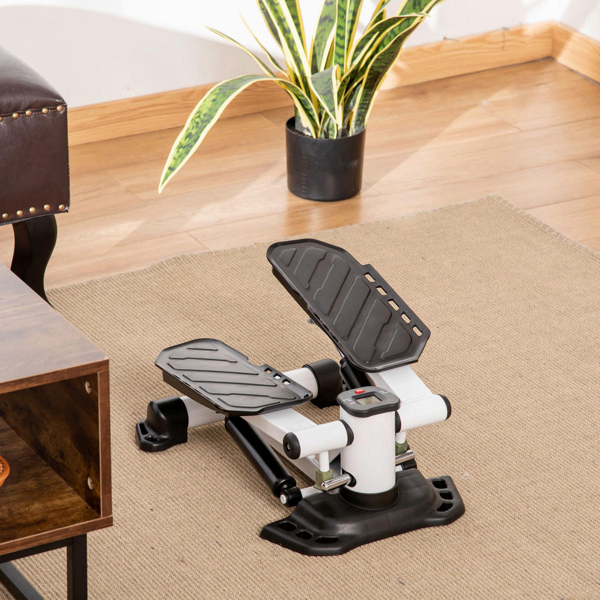 HOMCOM Fitness-Zubehör schwarz Polypropylen B/H/L: ca. 34x48x21 cm Mini_Stepper - weiß/schwarz (21,00/34,00/48,00cm) - HOMCOM