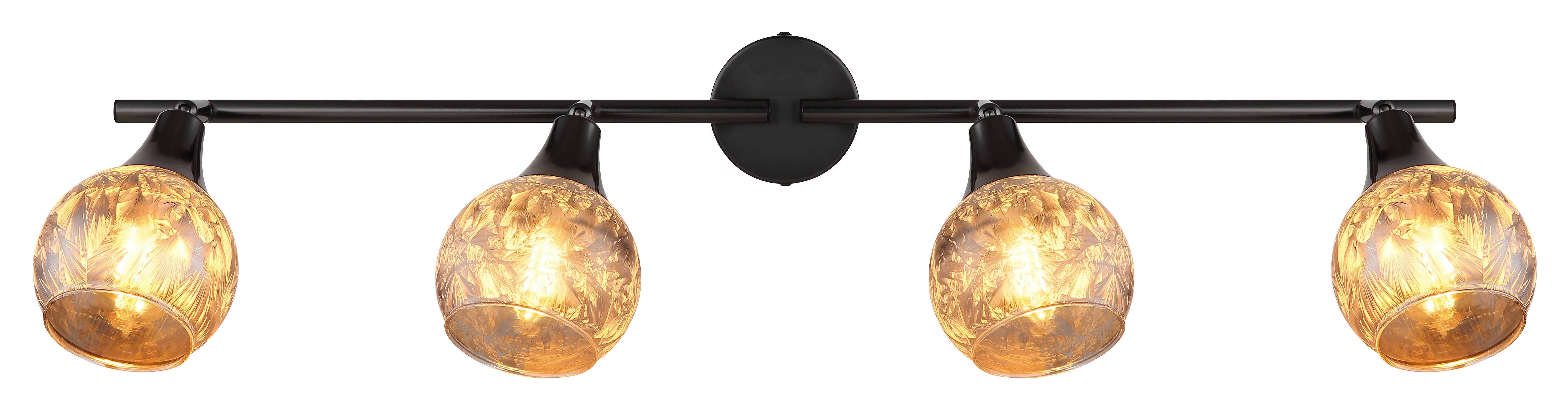 GLOBO Strahler schwarz Chrom Metall Glas B/H/L: ca. 11x37x21 cm E14 4 Brennstellen Strahler-Frosta - schwarz/Chrom (21,00/11,00/37,00cm) - GLOBO