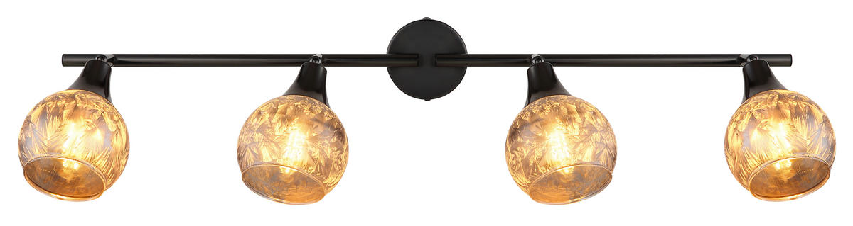 GLOBO Strahler schwarz Chrom Metall Glas B/H/L: ca. 11x37x21 cm E14 4 Brennstellen Strahler-Frosta - schwarz/Chrom (21,00/11,00/37,00cm) - GLOBO