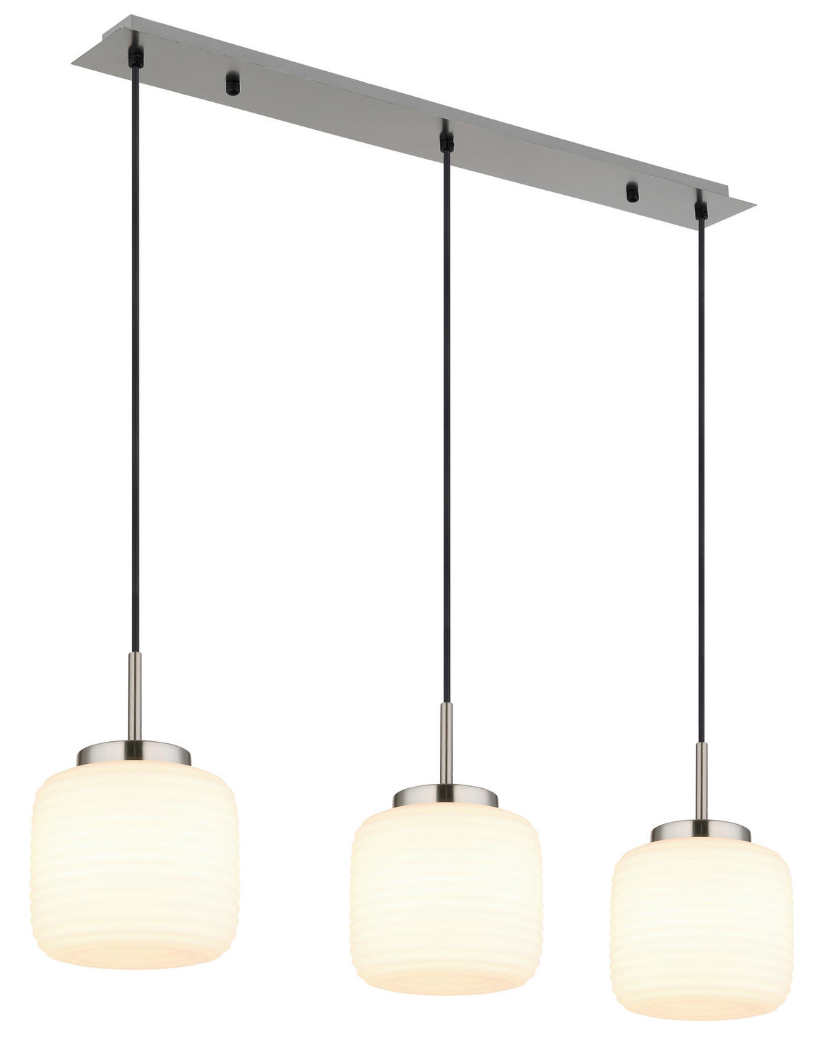 GLOBO Pendelleuchte nickel matt schwarz Opal Metall Glas B/H: ca. 90x130 cm 3.0 Brennstellen Kaldora - nickel matt/schwarz (90,00/130,00cm) - GLOBO