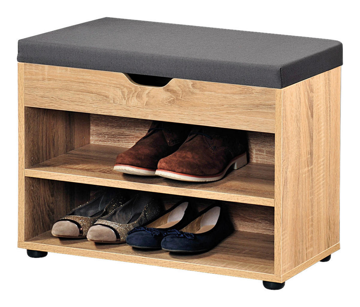 Kesper Schuhschrank mit Sitzkissen Eiche Spanplatte B/H/L: ca. 30x45x60 cm Schuhschrank_mit_Sitzkissen - Eiche/grau (60,00/30,00/45,00cm) - Kesper