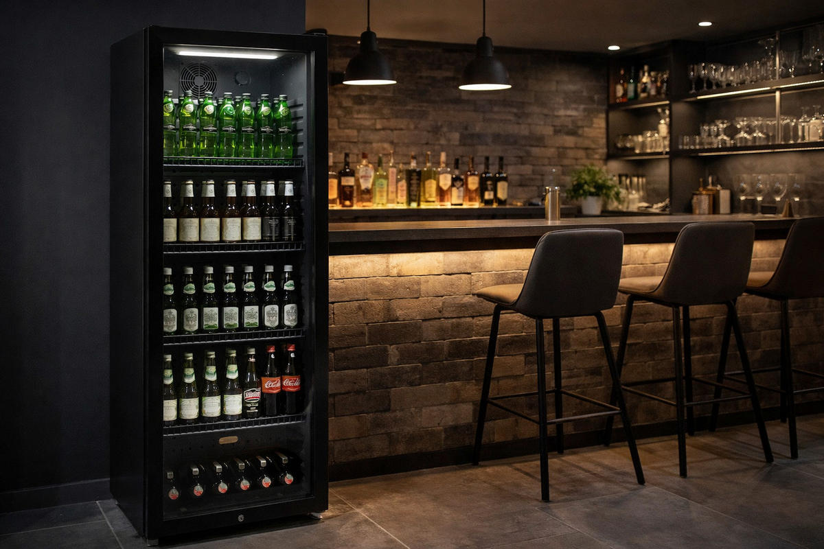 POCOline Kühlschrank GTK140-237CS schwarz B/H/T: ca. 54x140x55 cm Glastürkühlschrank GTK140-237CS - schwarz (54,00/140,00/55,00cm) - POCOline