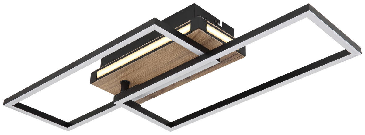 GLOBO LED-Deckenleuchte 67299D dunkelbraun mattschwarz Kunststoff MDF Metall B/H/T: ca. 49x10x60 cm COLLI - dunkelbraun/mattschwarz (49,00/10,00/60,00cm) - GLOBO