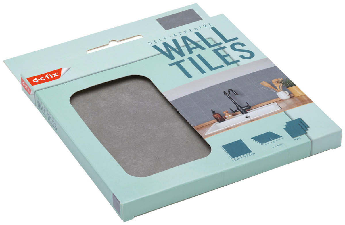 d-c-fix Wandfliese selbstklebend dunkelgrau B/L: ca. 15,25x15,25 cm Wandfliesen_d-c-fix_selbstklebend - dunkelgrau (15,25/15,25cm) - d-c-fix