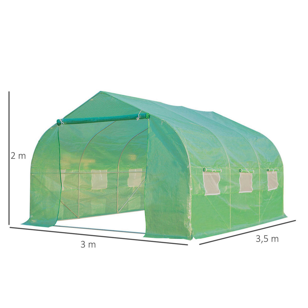 Outsunny Foliengewächshaus B/H/L: ca. 300x200x350 cm Foliengewächshaus MH845-015 - grün (350,00/300,00/200,00cm) - Outsunny