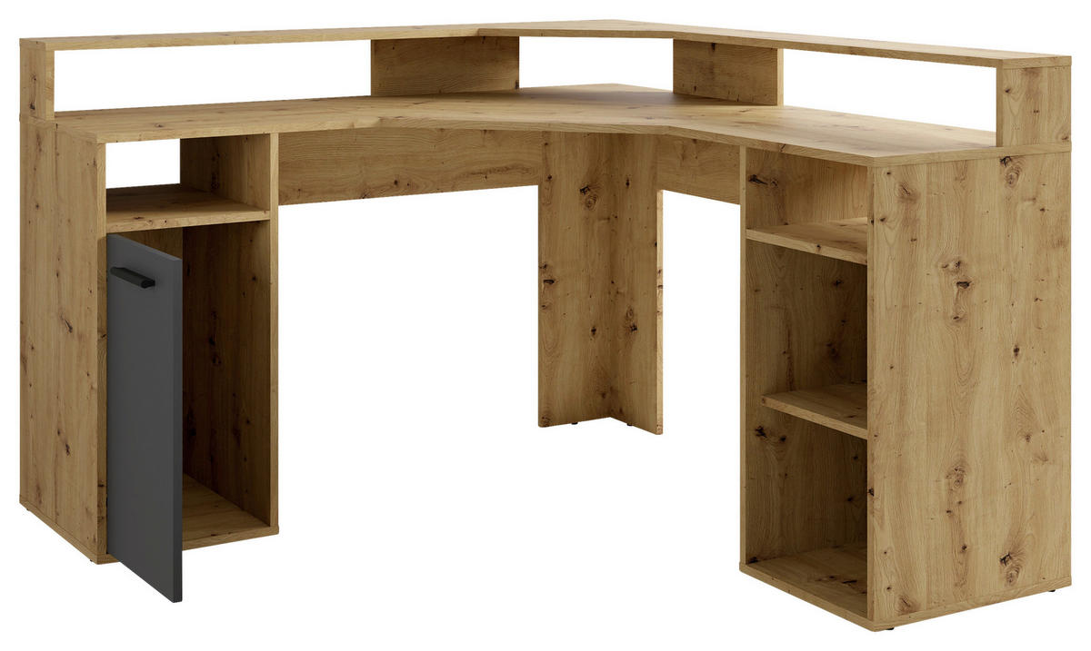 Eckschreibtisch FOX Eiche anthrazit B/H/T: ca. 139x90,8x139 cm FOX - Eiche/anthrazit (139,00/90,80/139,00cm) - byLIVING