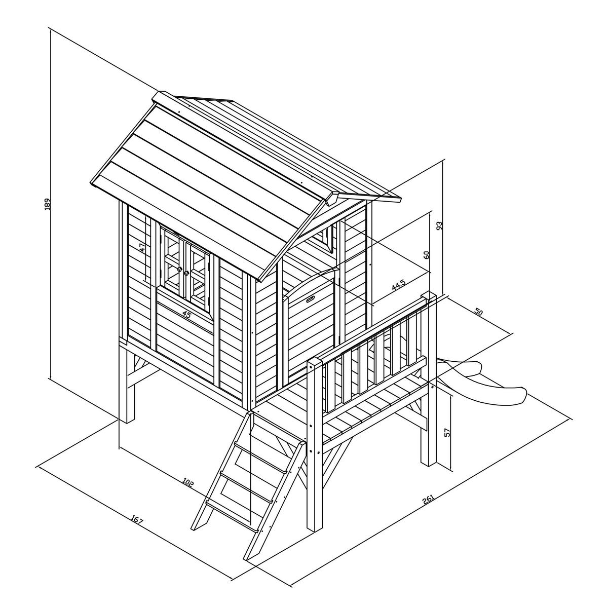 AXI Spielhaus Lodge XL rot B/H/L: ca. 240x189x167 cm Lodge XL - weiß/rot (167,00/240,00/189,00cm) - AXI