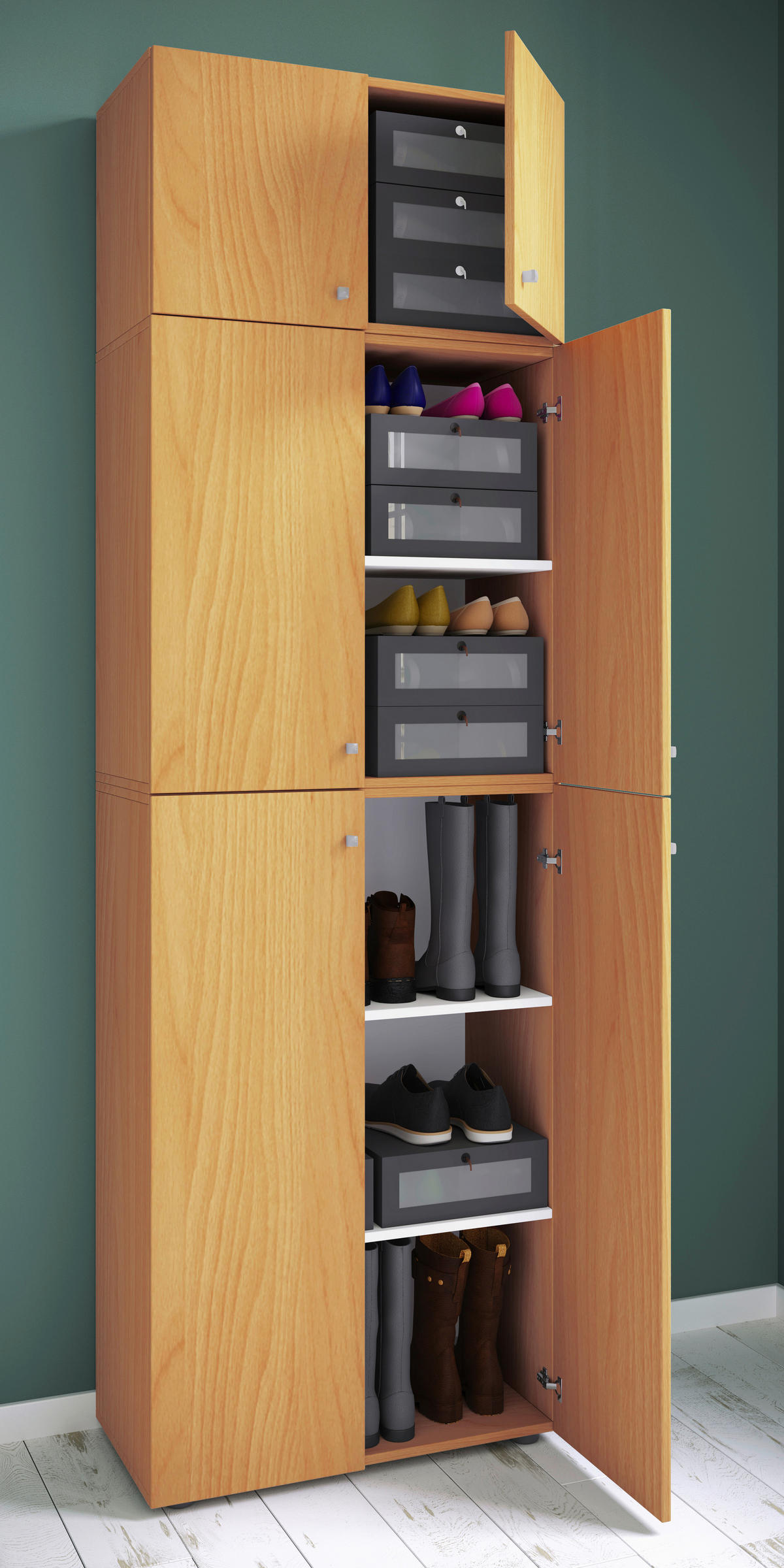 Schuhschrank Lona buche weiß B/H/T: ca. 70x223x39 cm Lona - weiß/buche (70,00/223,00/39,00cm) - VCM Möbel