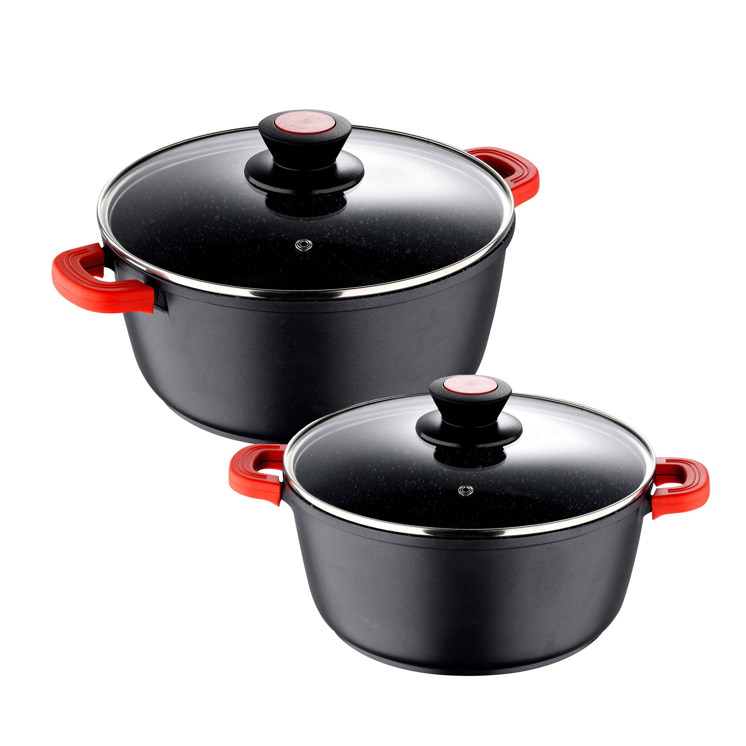 BERGNER Topfset Chroma schwarz Aluminium 2 tlg. Chroma - rot/schwarz (40,00/30,00/20,00cm) - BERGNER