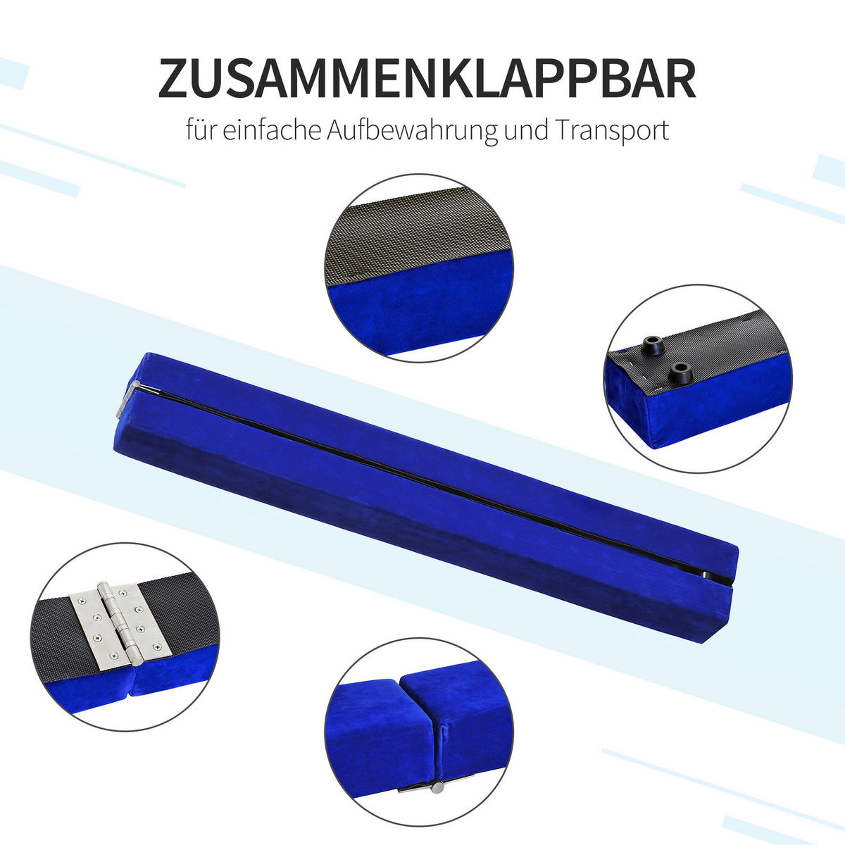 HOMCOM Fitness-Zubehör blau Holz B/H/L: ca. 10x210x6,5 cm Schwebebalken - blau (6,50/10,00/210,00cm) - HOMCOM
