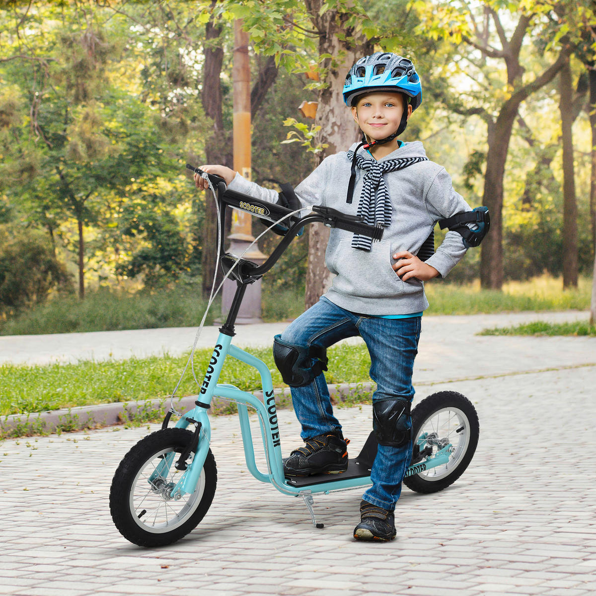 HOMCOM Kinderroller blau Kinderroller - blau (120,00/58,00/80,00cm) - HOMCOM