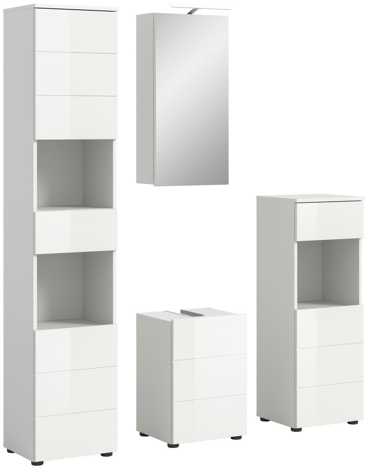 Badezimmer-Set VIRA weiß weiß Hochglanz B/H/T: ca. 144x190x34 cm VIRA - weiß (144,00/190,00/34,00cm) - xonox.home