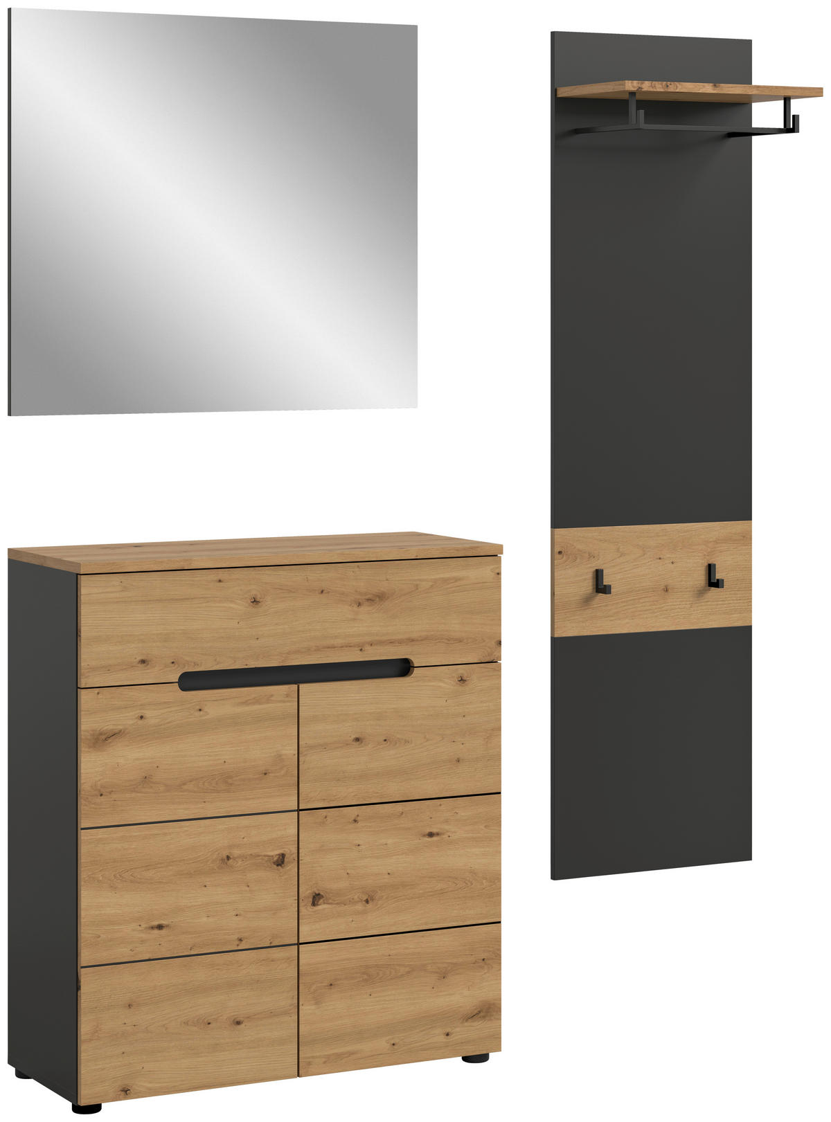 Garderobe Canu basaltgrau Nachbildung Artisan Nachbildung B/H/T: ca. 140x190x37 cm Canu - basaltgrau (140,00/190,00/37,00cm) - xonox.home