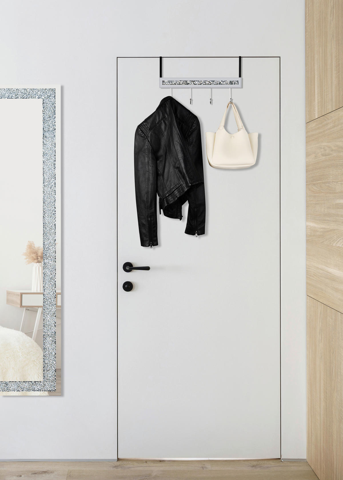 Türgarderobe Zoe weiß schwarz Glas B/H/T: ca. 40x12x9 cm Zoe - weiß/schwarz (40,00/12,00/9,00cm)