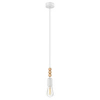 Lamkur Pendelleuchte SIMON 37301 weiß Stahl Holz H/L: ca. 94x8 cm E27 1 Brennstellen Simon - weiß (8,00cm) - Lamkur