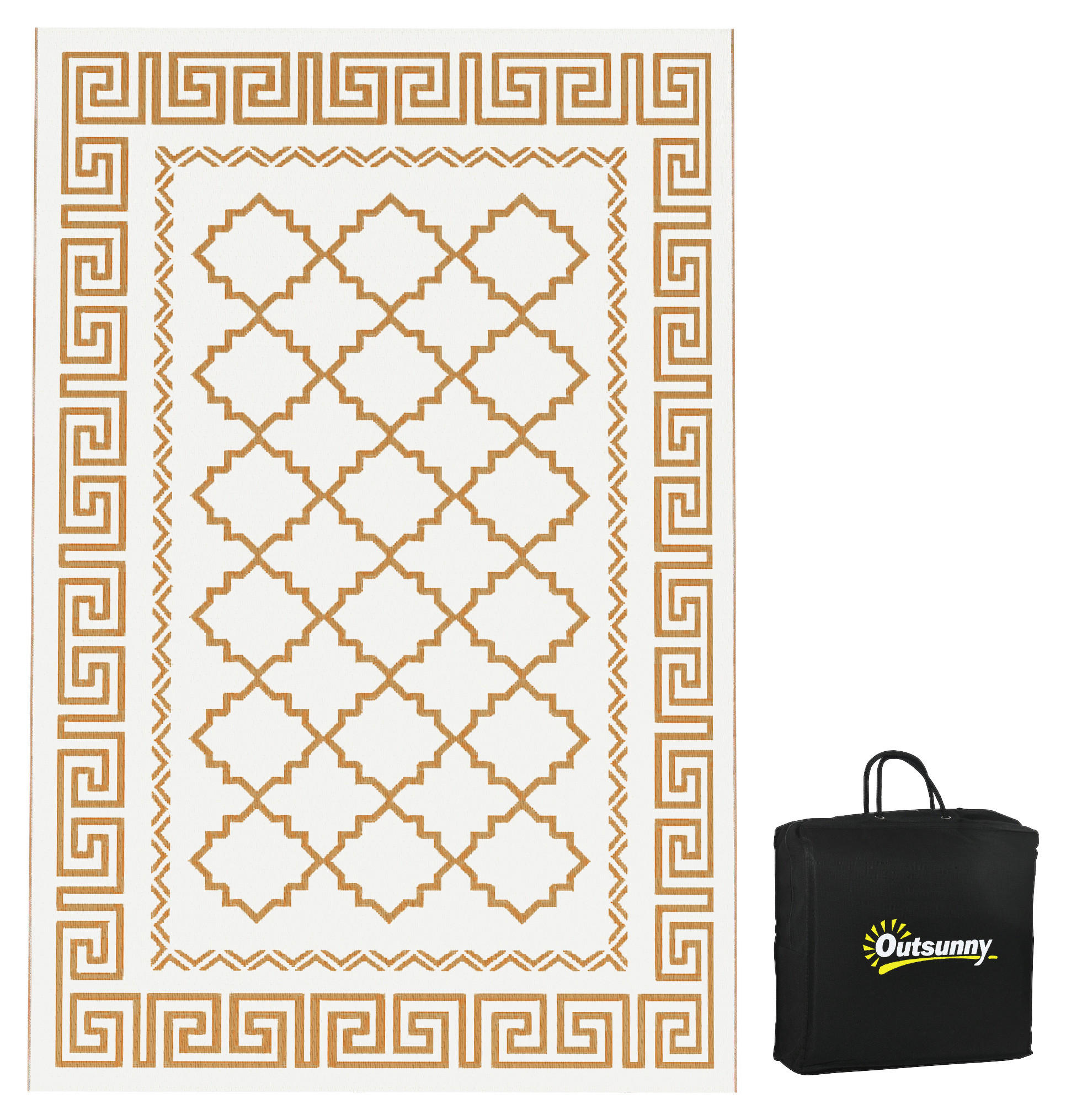 Outsunny Outdoor-Teppich cremeweiß B/H/L: ca. 274x182x0,3 cm Outdoor-Teppich - braun/cremeweiß (0,30/274,00/182,00cm) - Outsunny