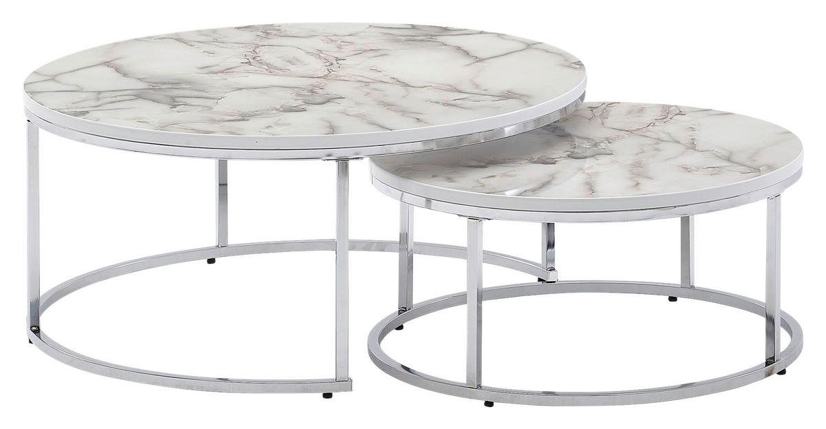 Couchtisch 2er-Set. silber B/H/T: ca. 80x36x80 cm 2er-Set. - silber (80,00/36,00/80,00cm) - Wohnling
