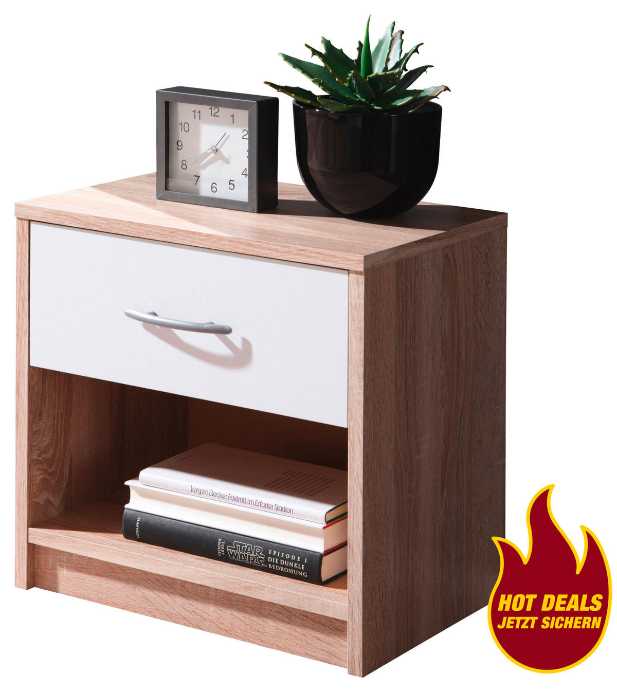 Nachtkonsole Pepe Eiche Sonoma Nachbildung B/H/T: ca. 39x41x28 cm Pepe - Eiche/weiß (39,00/41,00/28,00cm)