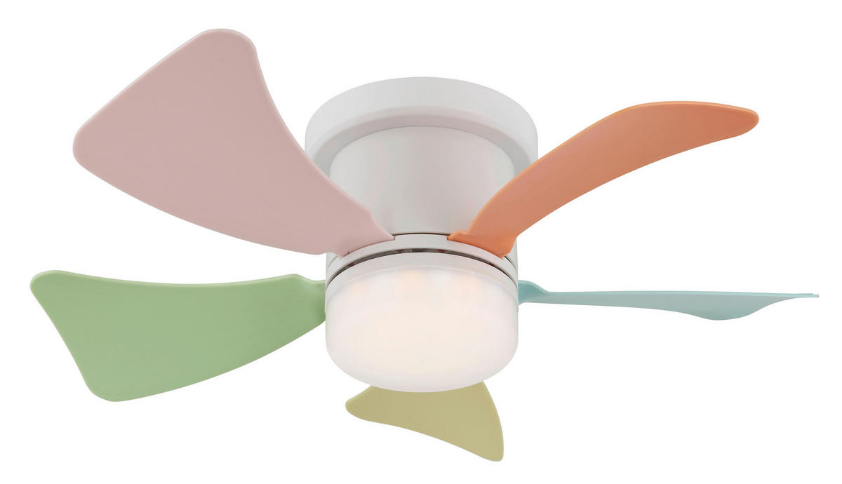 GLOBO Deckenventilator bunt weiß Opal H/D: ca. 13x40,6 cm max. 10 W Hines - weiß/bunt (40,60/13,00cm) - GLOBO