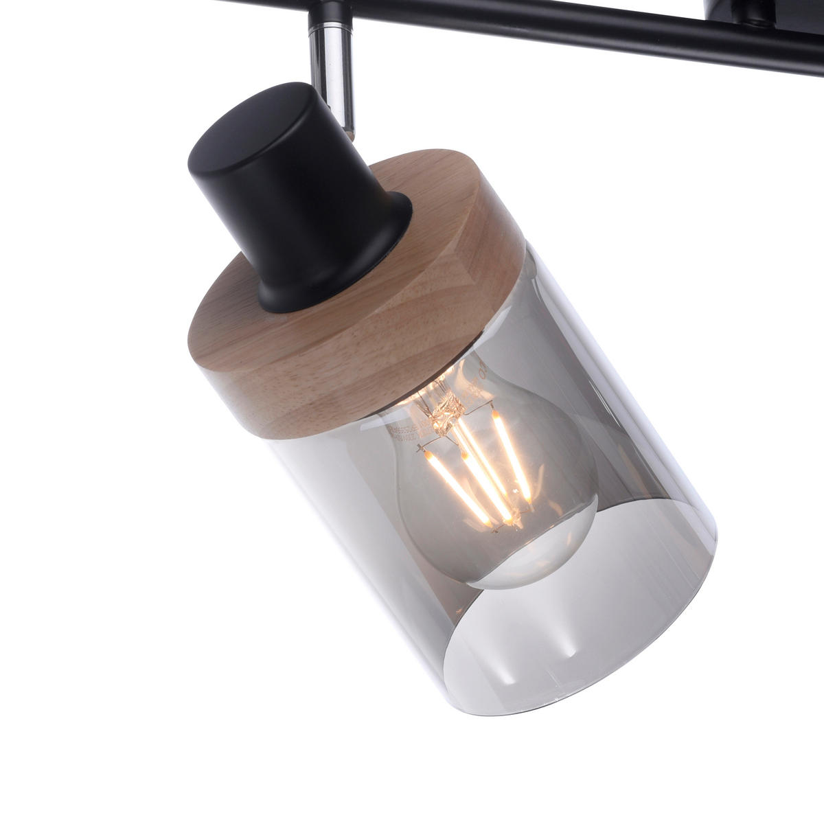 Just Light Spot Pasqual 11312-18 schwarz Rauch Metall Glas B/H/L: ca. 24x30x64 cm E27 2 Brennstellen Spot_2flg.Pasqual - schwarz/Rauch (64,00/24,00/30,00cm) - Just Light