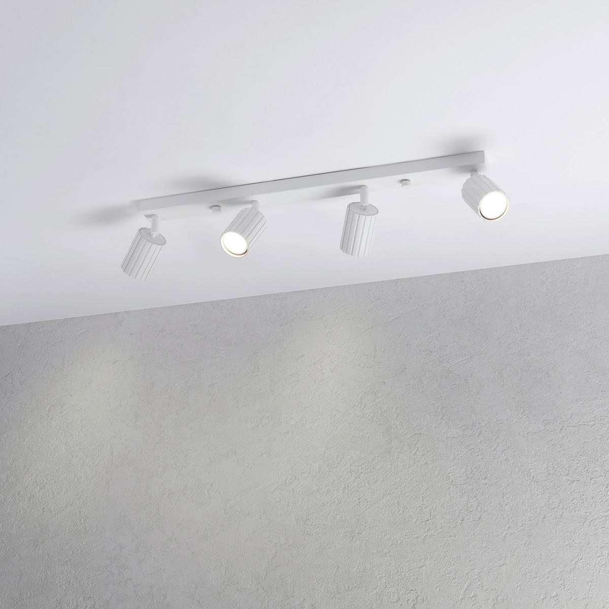 Lamkur Strahler weiß Stahl B/H/L: ca. 6,5x16,5x81 cm 4 Brennstellen Prisma - weiß (81,00/6,50/16,50cm) - Lamkur