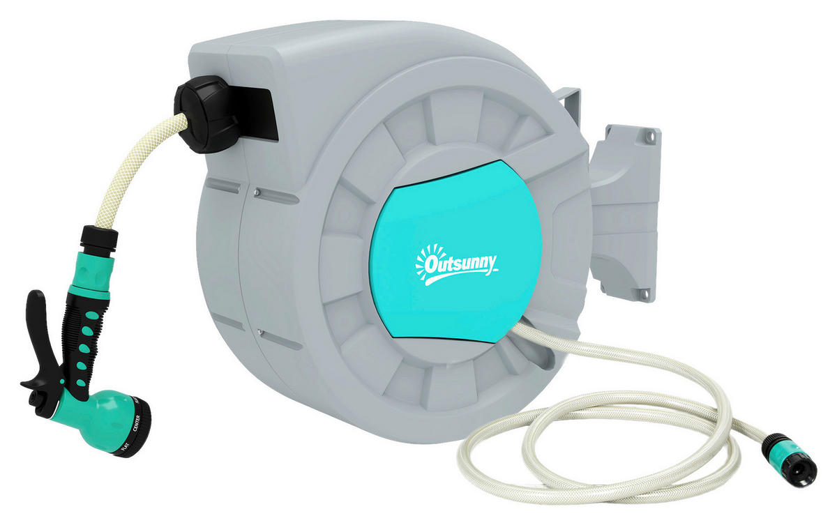 Outsunny Schlauchtrommel Schlauchtrommel - grau (55,00/20,00/42,00cm) - Outsunny