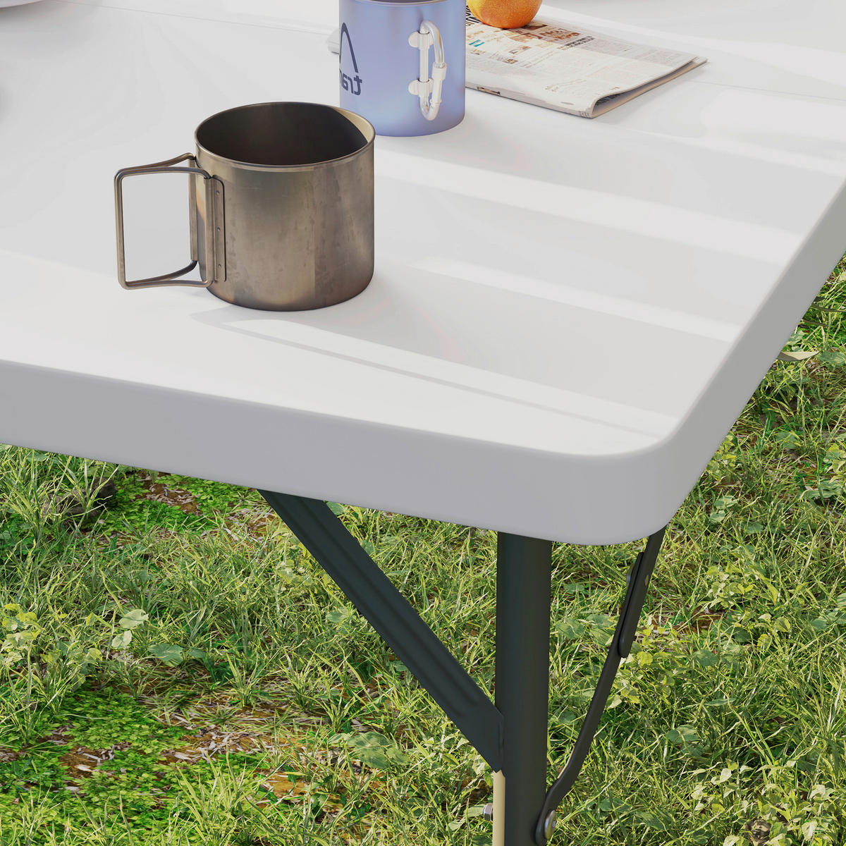 Outsunny Campingtisch B/H/L: ca. 86x74x86 cm Campingtisch - weiß (86,00/86,00/74,00cm) - Outsunny