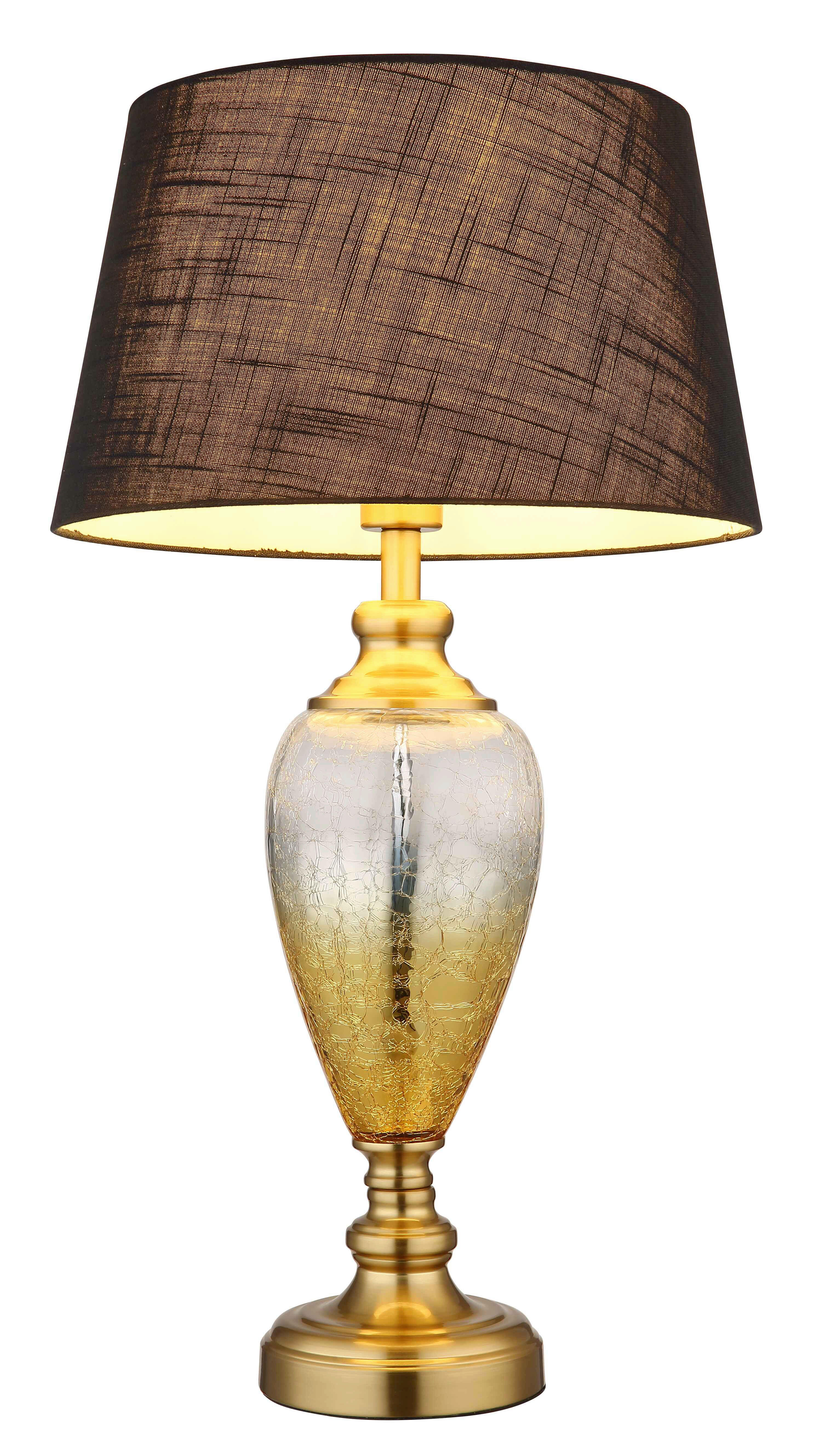 GLOBO Tischleuchte LEILA 24143S schwarz altmessing gold Metall Glas Textil H/D: ca. 66x38 cm E27 1 Brennstellen LEILA - gold/altmessing (38,00/66,00cm) - GLOBO