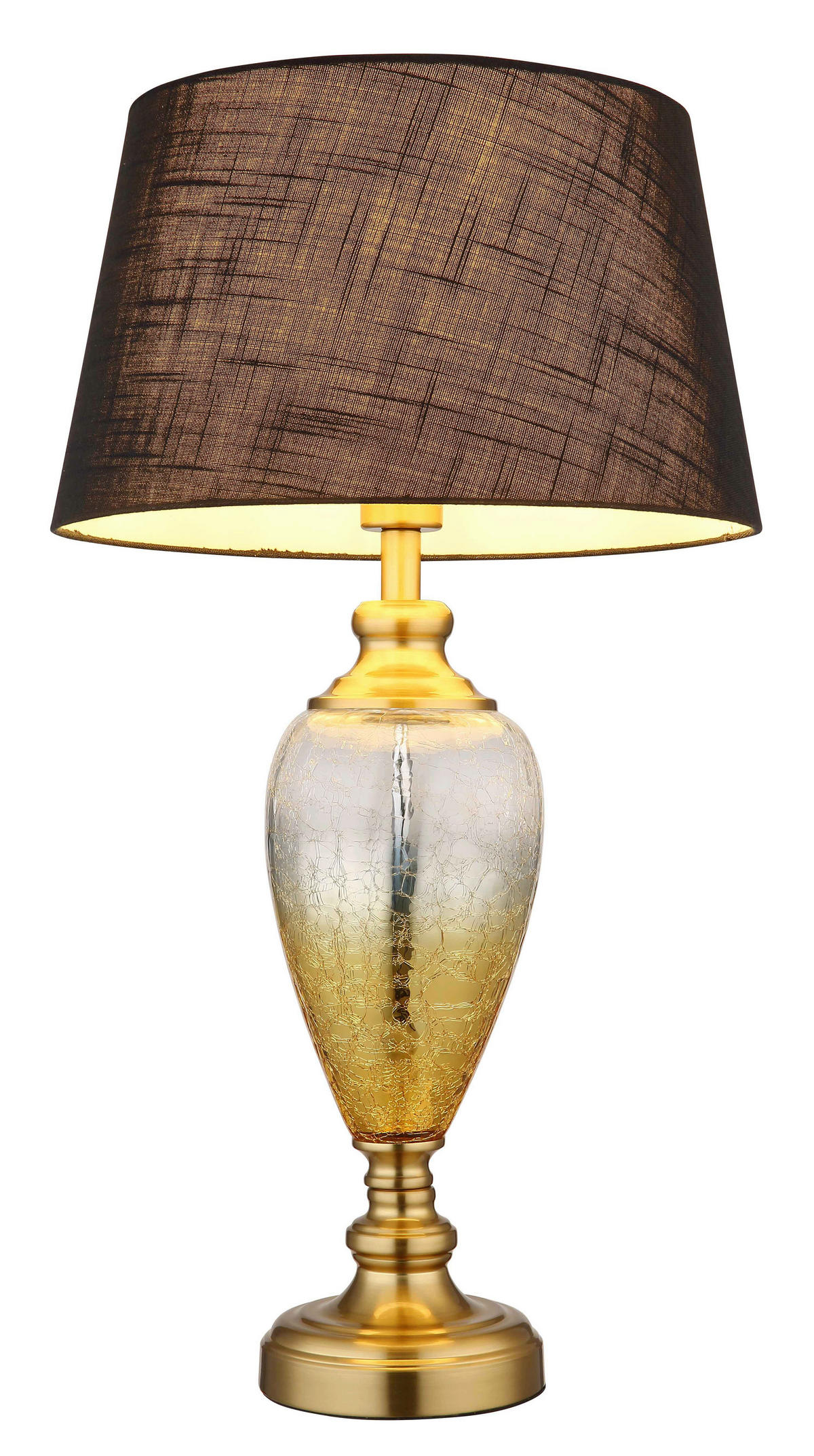 GLOBO Tischleuchte LEILA 24143S schwarz altmessing gold Metall Glas Textil H/D: ca. 66x38 cm E27 1 Brennstellen LEILA - gold/altmessing (38,00/66,00cm) - GLOBO