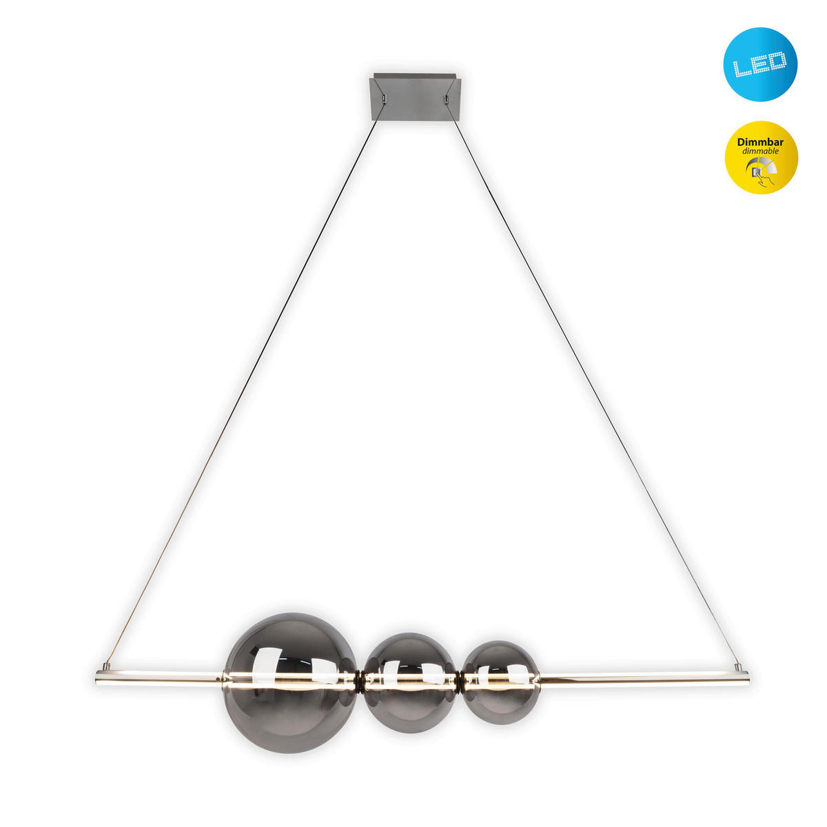 Näve Leuchten LED-Pendelleuchte Chrom Glas Metall B/H/T: ca. 125,3x150x25 cm NOVA - Chrom (125,30/150,00/25,00cm) - Näve Leuchten