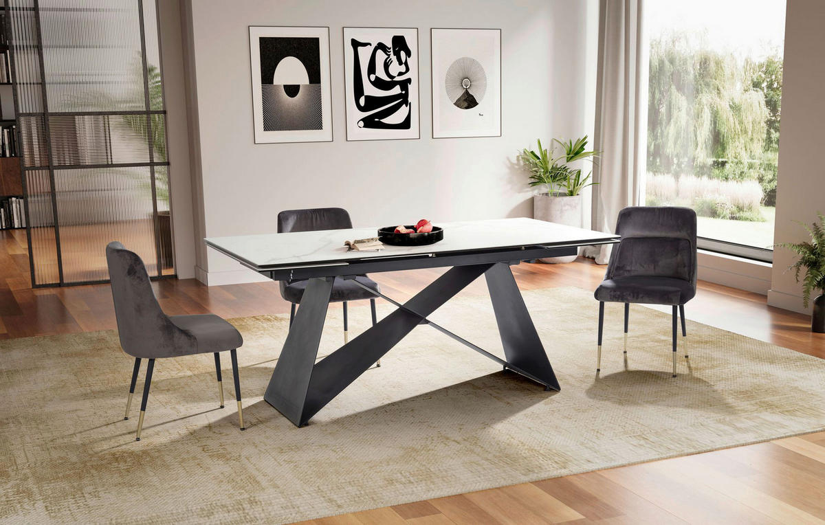 Esstisch weiß Marmor Optik B/H/T: ca. 180x76x95 cm Esszimmertisch - weiß (180,00/76,00/95,00cm) - Wohnling