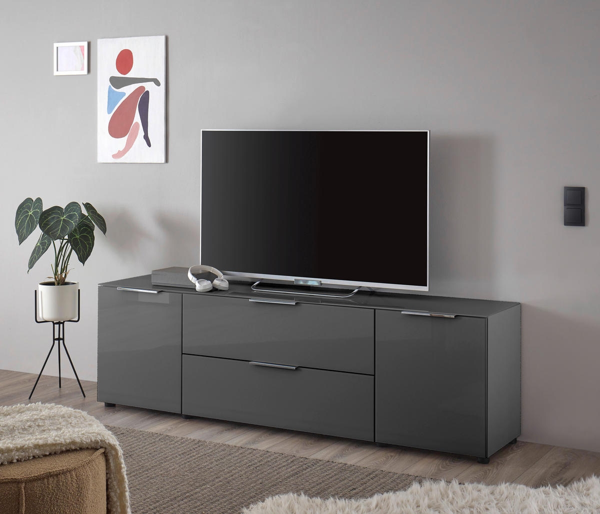 Lowboard Santorin anthrazit B/H/T: ca. 180x54x40 cm Santorin - anthrazit (180,00/54,00/40,00cm)
