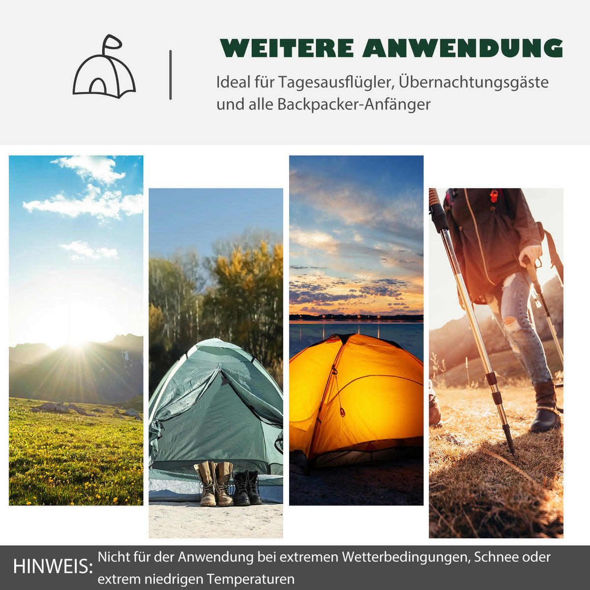 Outsunny Zelt dunkelgrün Polyester B/H/L: ca. 206x426x154 cm Tunnelzelt - schwarz/dunkelgrün (154,00/206,00/426,00cm) - Outsunny