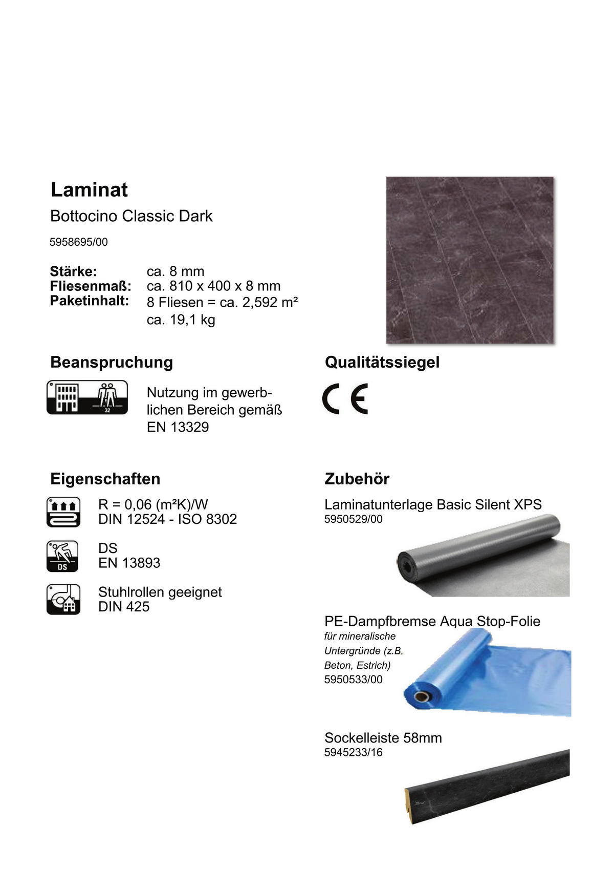 Jangal Laminatboden Bottocino dark ca.2,592 m² im Paket  B/L: ca. 81x40 cm pro Paket Bottocino dark ca.2,592 m² im Paket - anthrazit (81,00/40,00cm) - Jangal