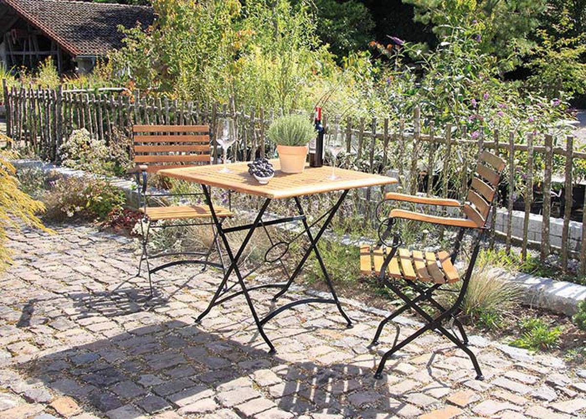 Acamp Gartensitzgruppe Lindau schwarz Holz B/H/L: ca. 80x75x80 cm Lindau - schwarz (80,00/80,00/75,00cm) - Acamp