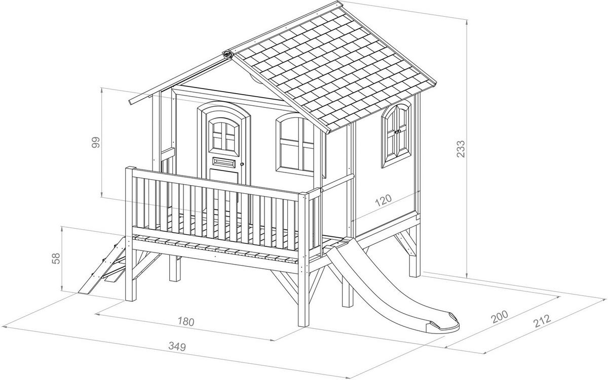 AXI Spielhaus Stef braun B/H/L: ca. 349x233x212 cm Stef - braun/weiß (212,00/349,00/233,00cm) - AXI