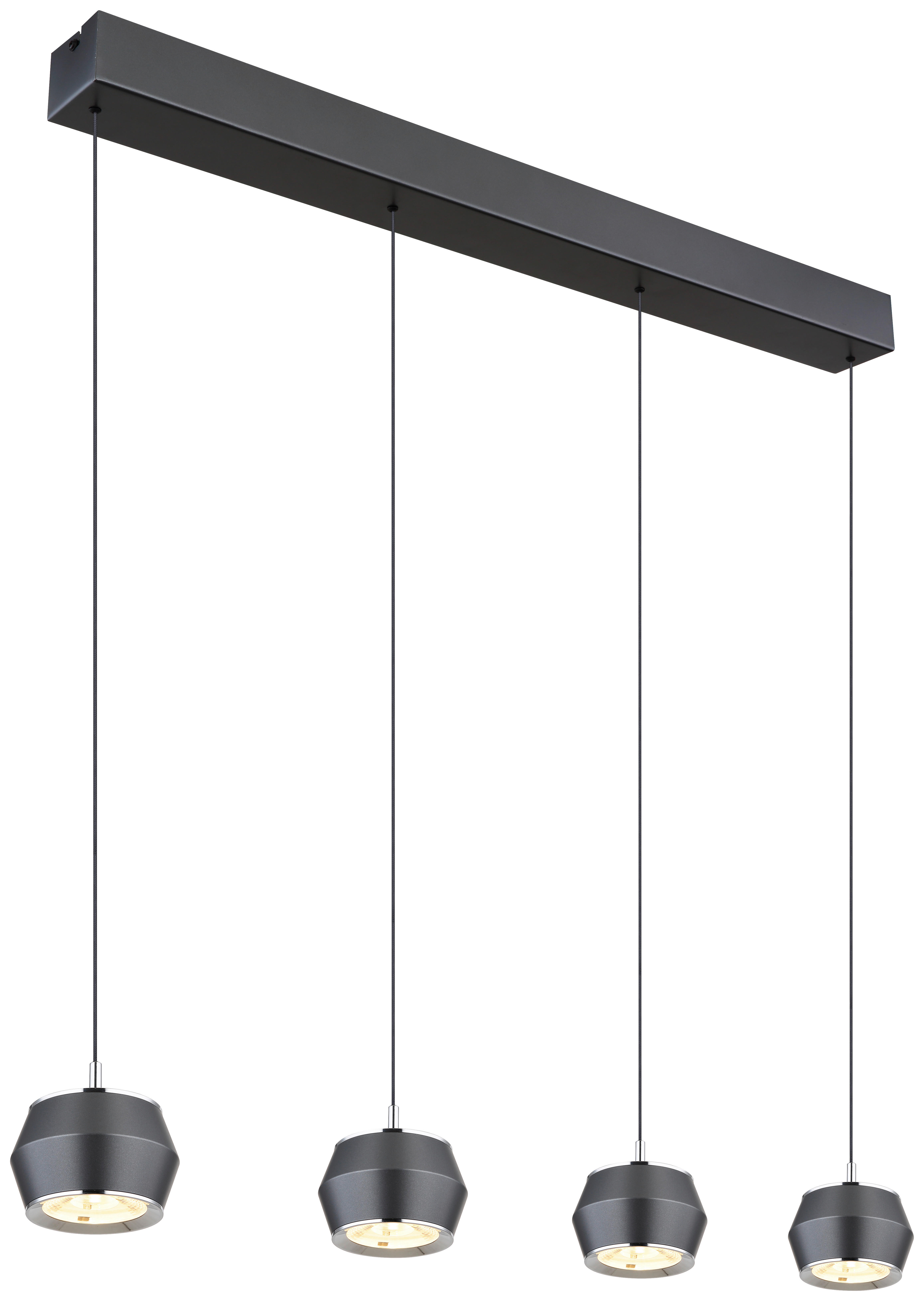 GLOBO Pendelleuchte grau Aluminium Acryl Metall B/H/T: ca. 10x200x80,5 cm 1.0 Brennstellen 15209-4 - grau (10,00/200,00/80,50cm) - GLOBO