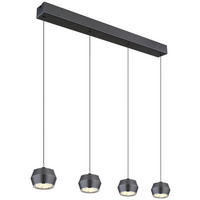 GLOBO Pendelleuchte grau Aluminium Acryl Metall B/H/T: ca. 10x200x80,5 cm 1.0 Brennstellen 15209-4 - grau (10,00/200,00/80,50cm) - GLOBO