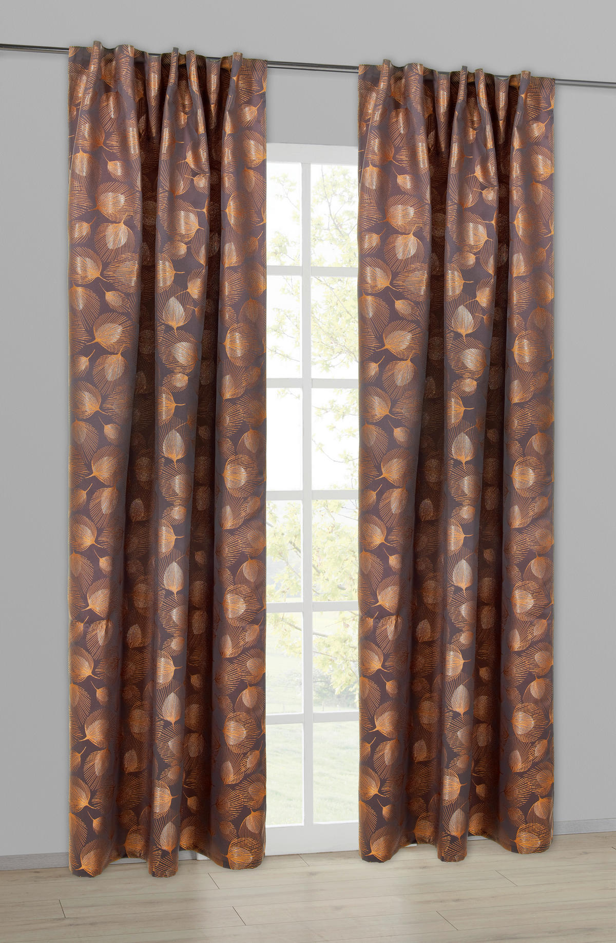 Kombivorhang Claudia grau B/L: ca. 140x245 cm Claudia - Kupfer/grau (140,00/245,00cm)