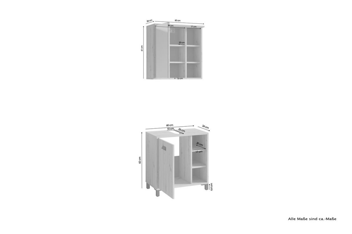 Badezimmer-Set WELLNESS, Set 2-tlg. Eiche WELLNESS, Set 2-tlg. - Eiche - byLIVING
