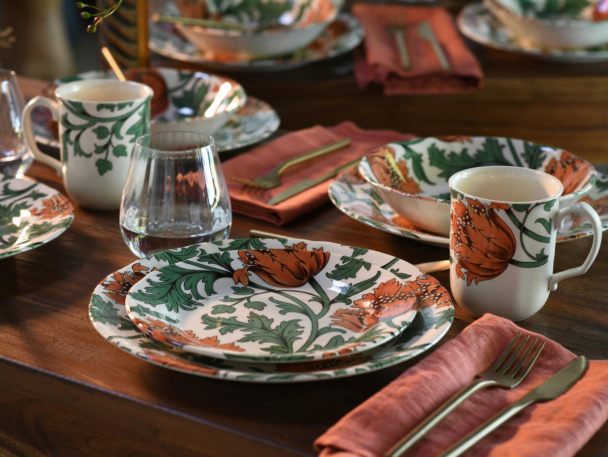 CreaTable Kombiservice Florentina rot Steingut 16 tlg. Florentina - rot/grün (32,00/32,00/30,00cm) - CreaTable