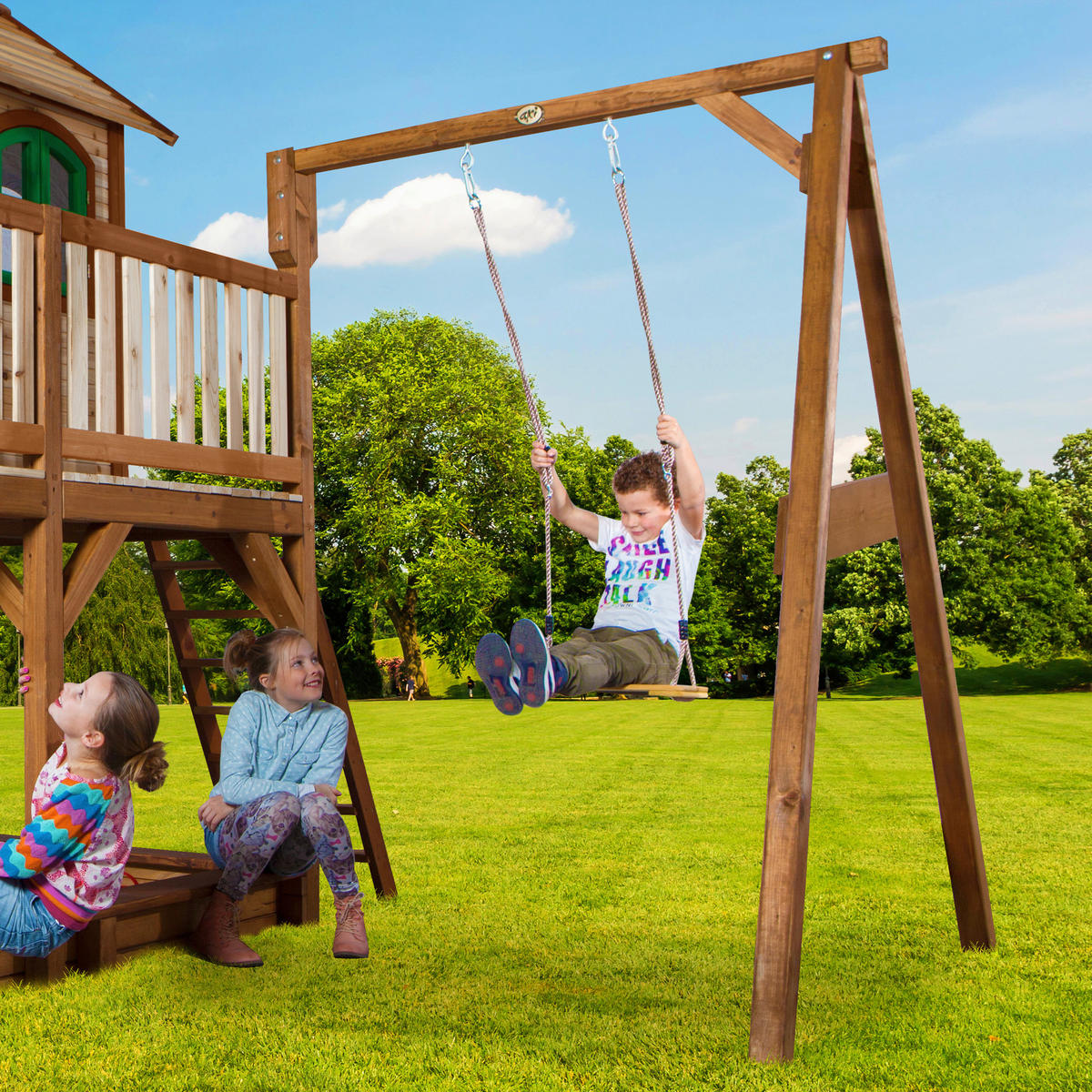 AXI Spielhaus Liam braun B/H/L: ca. 541x291x277 cm Liam - braun/grün (277,00/541,00/291,00cm) - AXI