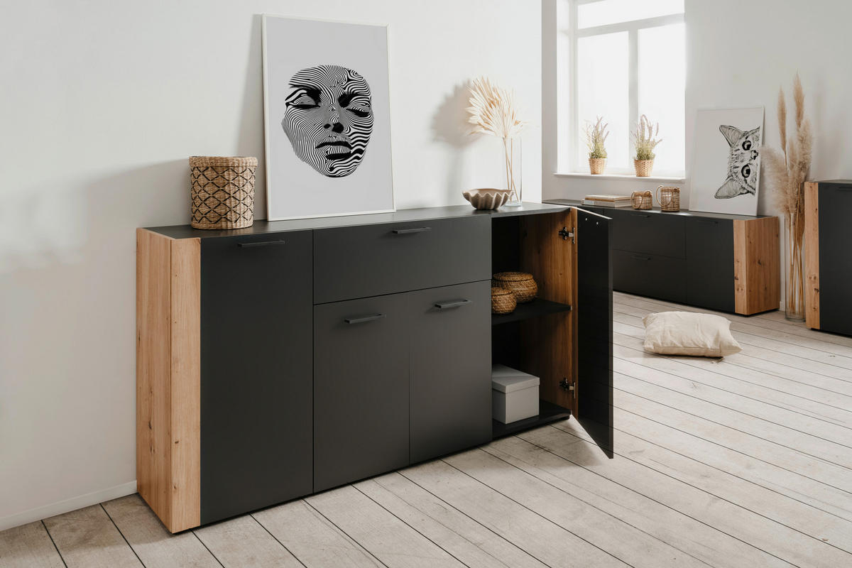 Sideboard Cento anthrazit Eiche Artisan Oak Nachbildung Cento - Eiche/anthrazit