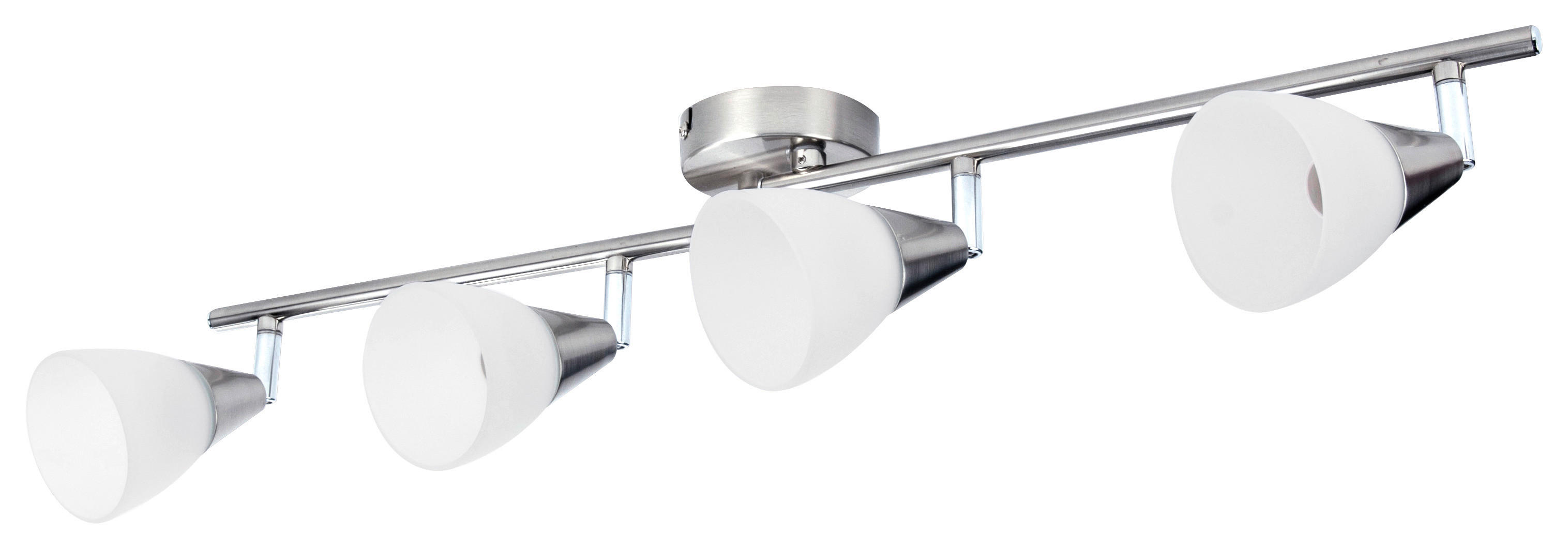 POCOline Spotbalken nickel matt weiß Metall Glas B/H/L: ca. 9x20x70 cm E14 4 Brennstellen Tadea - weiß/nickel matt (70,00/9,00/20,00cm) - POCOline