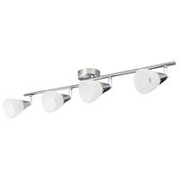 POCOline Spotbalken nickel matt weiß Metall Glas B/H/L: ca. 9x20x70 cm E14 4 Brennstellen Tadea - weiß/nickel matt (70,00/9,00/20,00cm) - POCOline