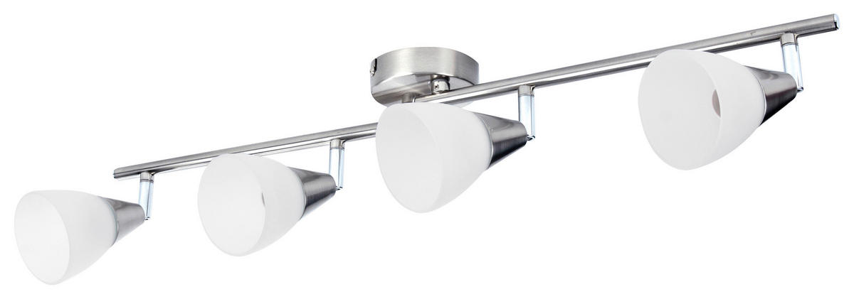 POCOline Spotbalken nickel matt weiß Metall Glas B/H/L: ca. 9x20x70 cm E14 4 Brennstellen Tadea - weiß/nickel matt (70,00/9,00/20,00cm) - POCOline